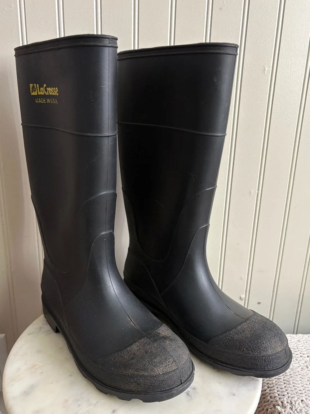 Lacrosse Rubber Rain Boots Men’s 8 Black Classic Outdoor Fishing Waterproof